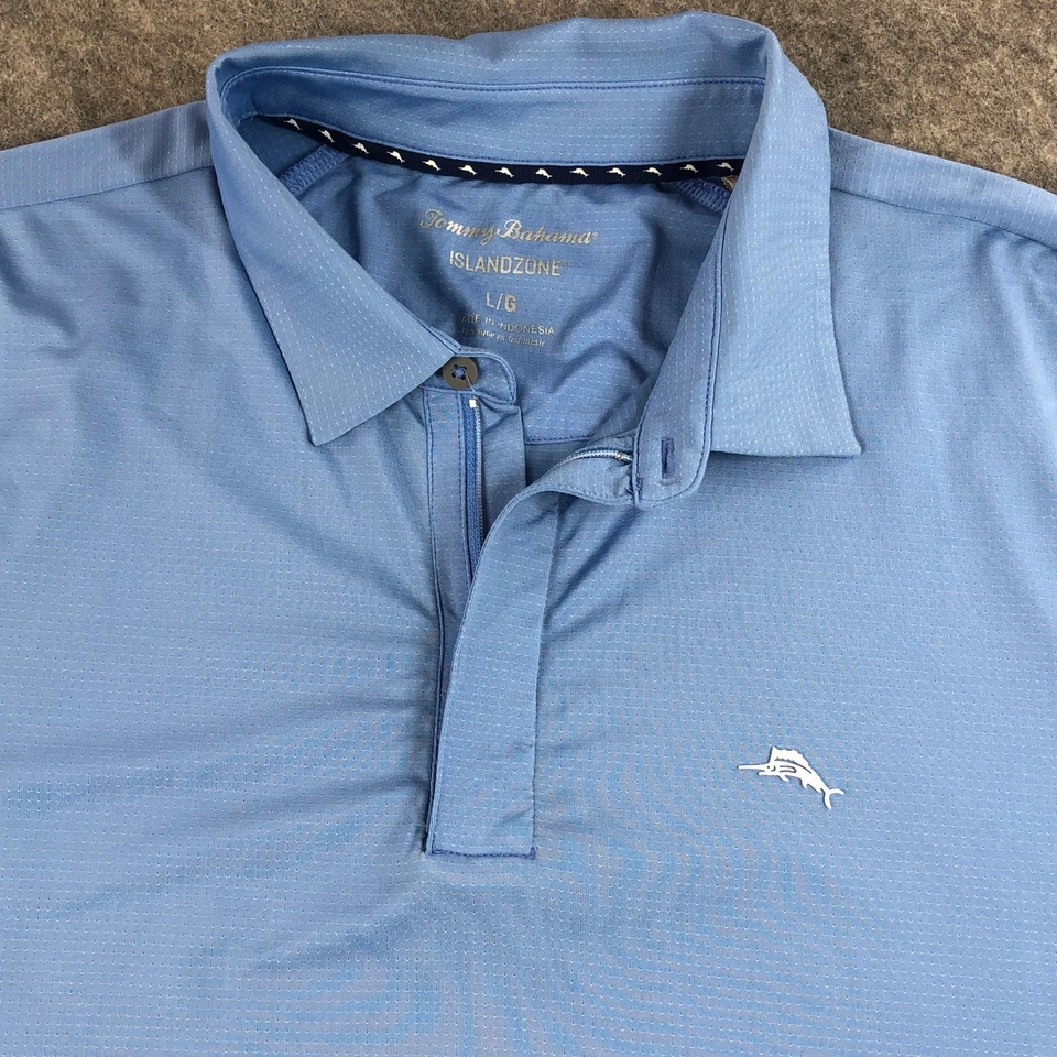 Camisa Polo Tommy Bahama IslandZone Para Hombres Grande Azul Golf Manga Corta Rendimiento Foto 3 de 4