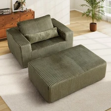 Upholstered Sectional Sofa Bed Sleeper Couch For Living Room Bedroom, Corduroy