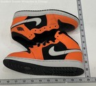 Jordan Girls Shoes Sneakers 1 Mid Black Cone Black Orange White Leather — photo 3