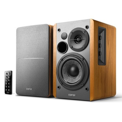 Edifier R1280DB Powered Bluetooth Bookshelf Speakers Optical Input - Wood Grain