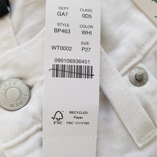 J. Crew Petite Slim Wide Leg Jeans Size 27P White Raw Hem Cropped NWT $148 BP463 - Picture 8 of 8