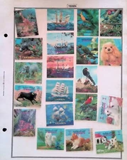 Mint and Used Yemen Halographic 3D Postage Stamps on Harris Album Page