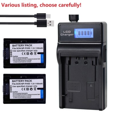 Battery or USB Charger for Sony NP-FH50 FH40 DCR-SR77 DCR-SR80 DCR-SR87 DCR-SR90