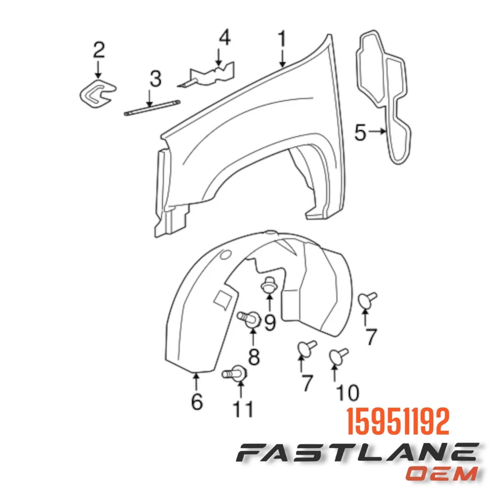 2007-2014 CADILLAC ESCALADE SUPORTE DE PARA-LAMA DIANTEIRO DIREITO SUPERIOR NOVO OEM 15951192 - Imagem 4 de 4