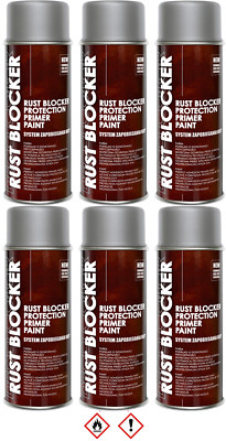 6 x 400 ml Rust Blocker 4in1 Metallschutzlack Rost Schutz silber matt RAL 9006