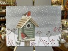 Set Of 4  Christmas Robin With Bird House Box Placemats. Heat Resistant