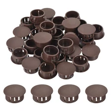 32Pcs 22mm Brown Nylon Plastic Round Locking Hole Plugs Insert End Caps