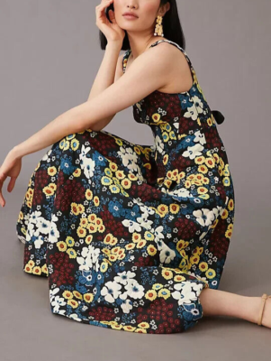maeve marigold midi dress Anthropologie Maeve Marigold Midi Dress Floral Lace Up 2 NWT Ponte  Rockabilly