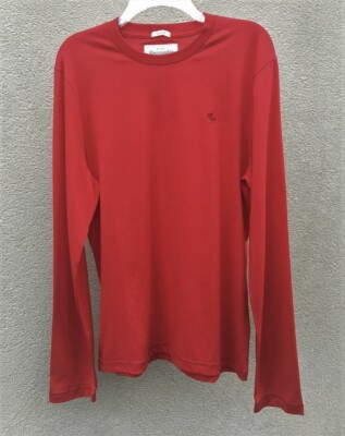 ABERCROMBIE & FITCH MEN SHIRT Size LARGE red NEW authentic long sleeve