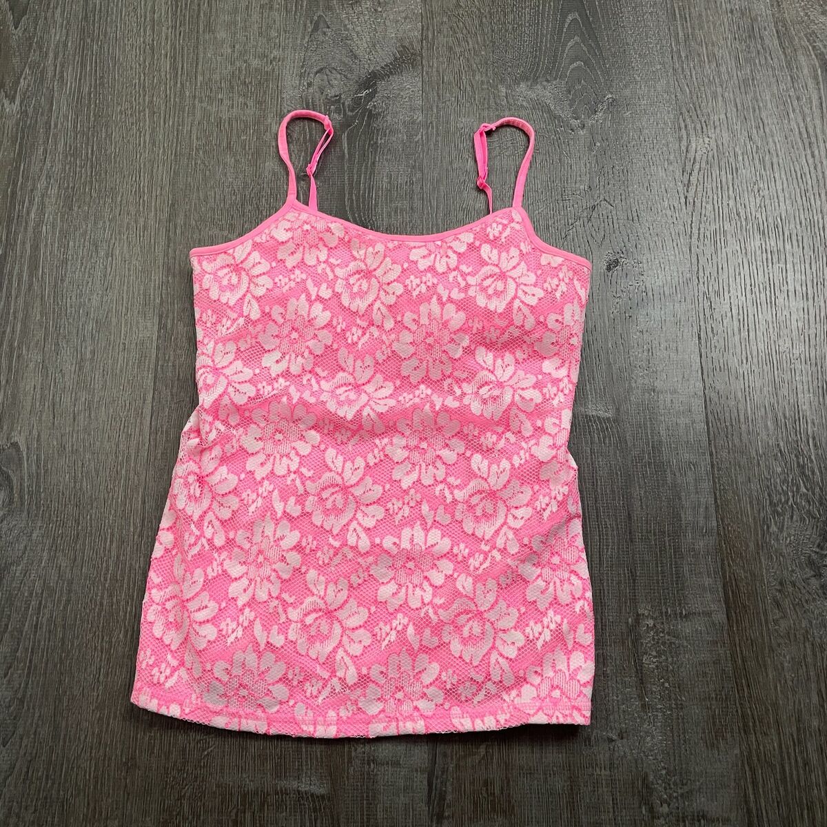 Justice Girls Tank Cami Top Camisole Pink White Lace Bra Justice Girls Tank Cami Top Camisole Pink White Lace Bra