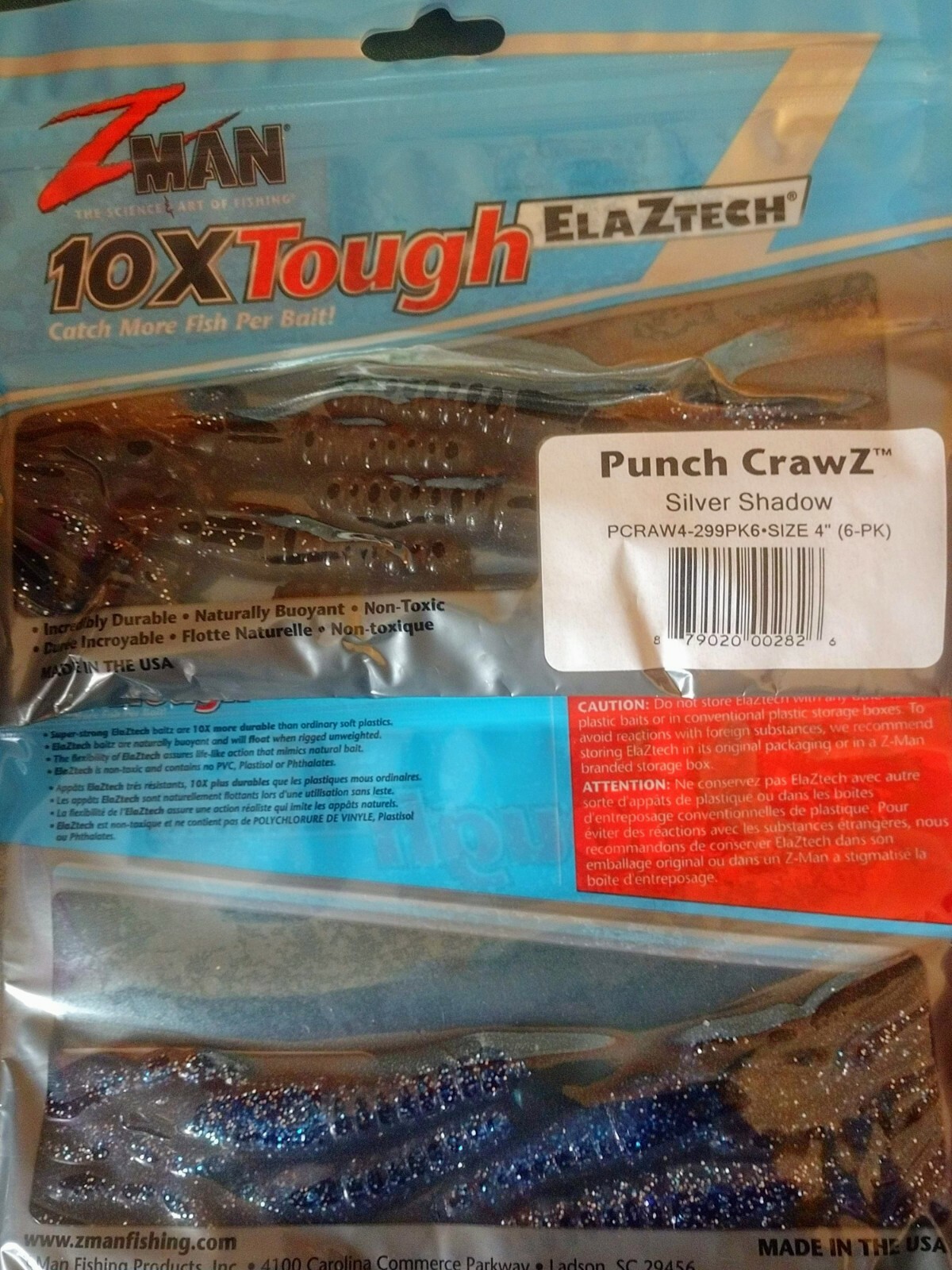 ZMan 4" Punch CrawZ Silver Shadow Lot of 2 Packs Z Man eBay