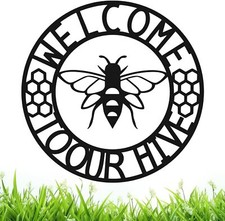Tandefio Bee Hive Metal wall Art Welcome to Our Sign Rustic