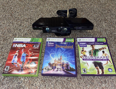 Xbox 360 Kinect Motion Sensor Model 1414 Set with 3 Games Tested & Working