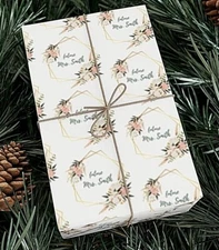 Future Mrs Custom Boho Wrapping Paper Roll 30x72, Custom Bridal Shower Gift Wrap