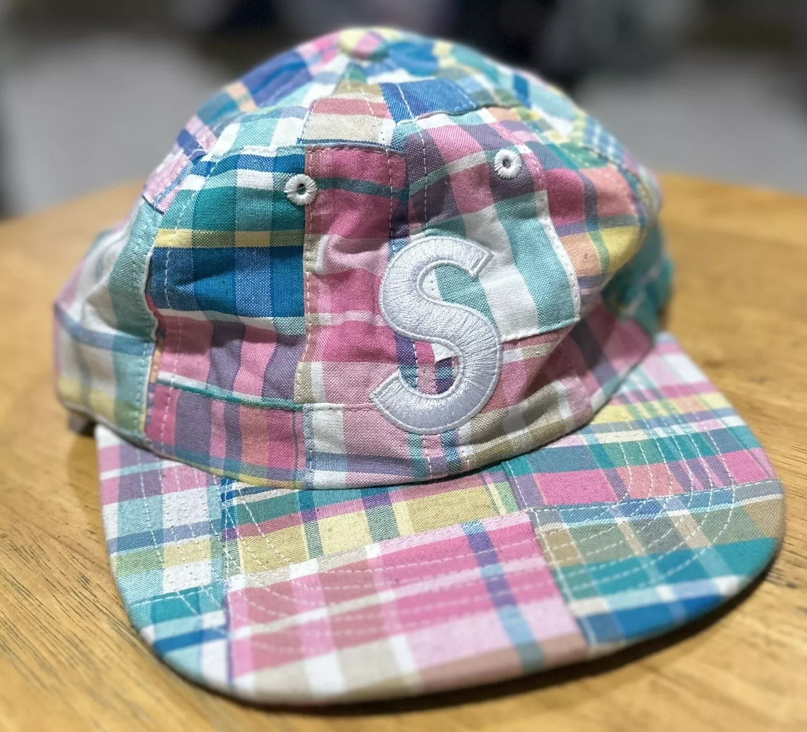 Casquette chapeau logo Supreme Madras patchwork S SS19 plaid DS   ROSE