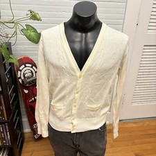 Vintage Andrew St. John 1960s Knit Cardigan Ivory/white SZ Large