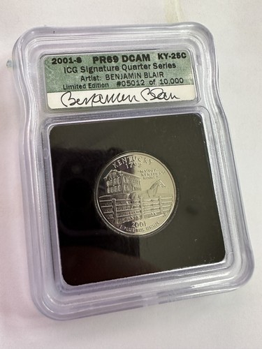 2001-S US Kentucky Proof Clad 25c ~ ICG PR69 DCAM ~ Artist Signature Limited Ed. - Picture 6 of 7