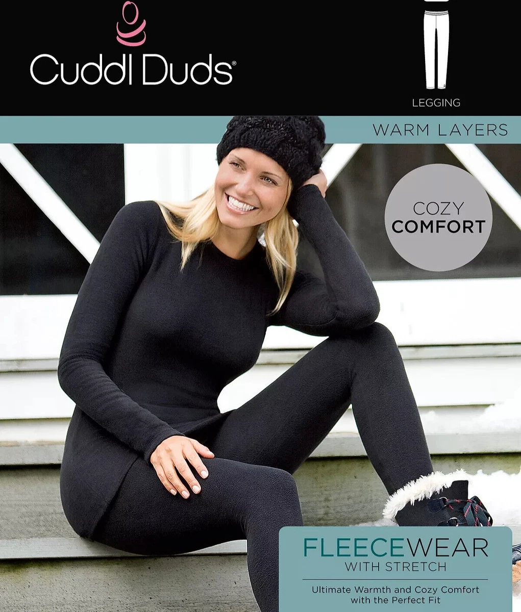 Cuddl Duds FleeceWear Stretch Leggings Black Size Small S