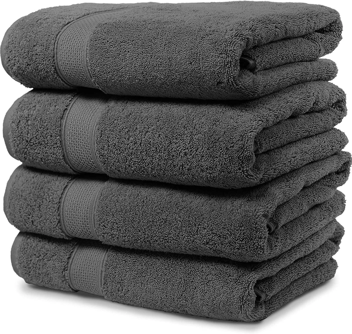 4 Pack Bath Towel Set, 100% Turkish Cotton Bath Towels for Bathroom, Super Soft, Extra Large Bath Towels White