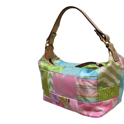 Vintage Coach 8320 Multi-color Patchwork Baguette Pastel Signature Rare
