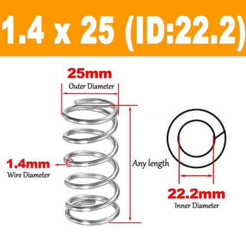 Compression Spring Pressure Spring A2 Stainles Steel Wire Dia 1.4mm Ø 16mm-25mm - Picture 25 of 25