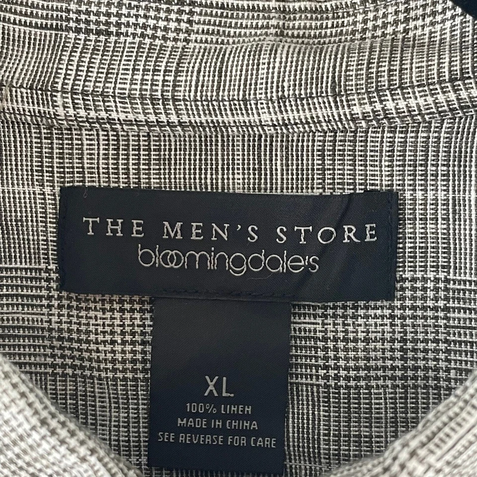 The Men’s Store Bloomingdale’s 100% Linen Glen Plaid Shirt XL  - Image 3 of 4