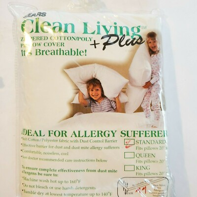 #ad #ad Sears Clean Living Plus Zipper Pillow Cover Allergy Control Protector 20 X 27 $19.99
