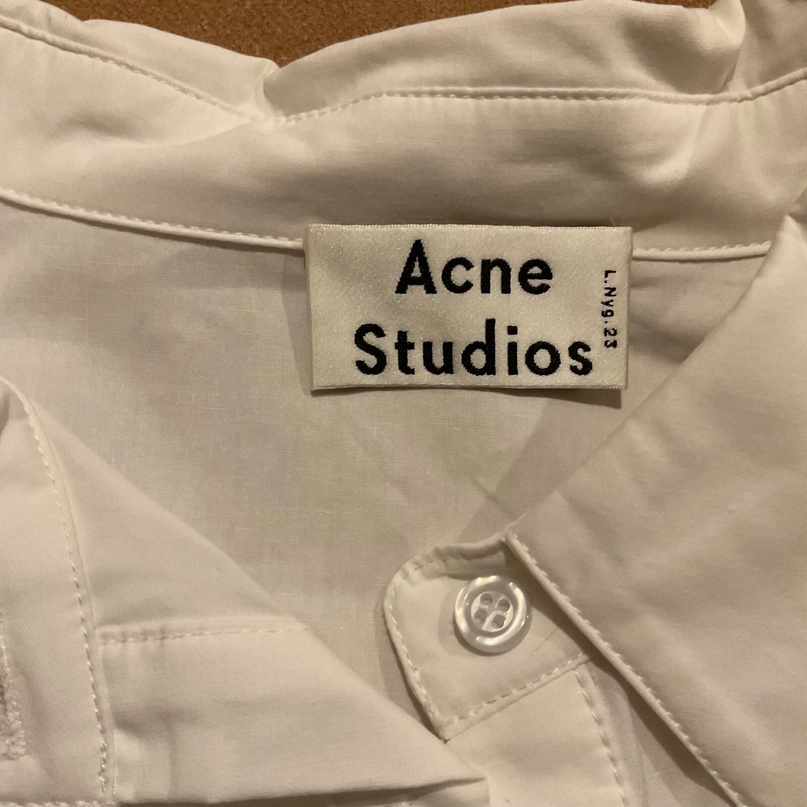 Camicia nuova senza etichette acne studios vita raccolta abito midi 2 vie cotone bianco taglia busto37