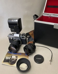 Zestaw analogowy Porst reflex CX4 SLK z szerokim kątem + tele + lampa błyskowa + torba #1