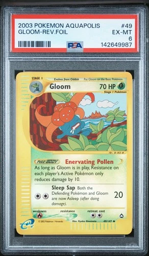 2003 POKEMON AQUAPOLIS #49 GLOOM-REVERSE FOIL PSA 6