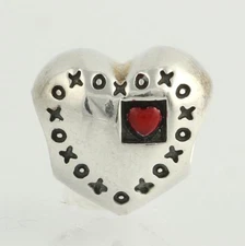 NEW Chamilia NA-43 Bead Charm - Sterling Silver With Love Bead Heart Enamel XOXO