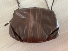 BORSA DONNA TRACOLLA VINTAGE VERA PELLE MARRONE TESTA DI MORO ANNI 80 RETRO CHIC