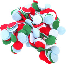 Green, Light Blue, Red White Craft Felt Circles 1 Inch - 200pc