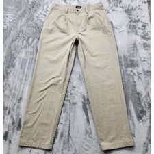 Vintage Dockers Pants Mens W34 L32 Tan Khaki Pleated Cotton Chino Preppy Office