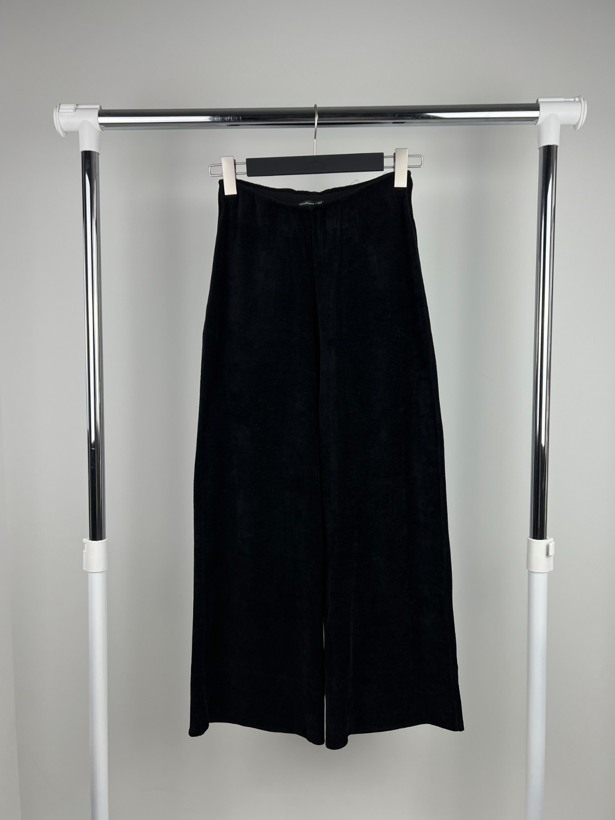 Gudrun Sjoden Women's Velour Black Wide Leg Pants, Size S