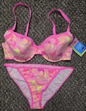 Vintage Y2K Bra 36D Sz 7 Bikini Panties SET Fruit of the Loom Read NWT