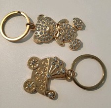 Keychains/ Keyrings 2 Teddy Bear 2" Stroller 1.5" Metal Gold/ Rose Gold Color