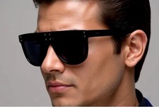 Men Sunglasses Dark Black Lens Flat Top Fashion Shades Elegant Style Oversized