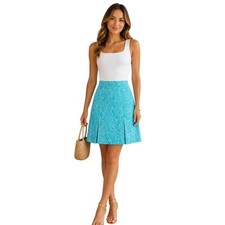Talbots A-Line Skirt Women's Size 6 Turquoise Blue Paisley
