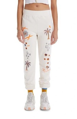 Mother Smiley Face Joggers Sweatpants Palm Tree Size Small Elevated Loungewear