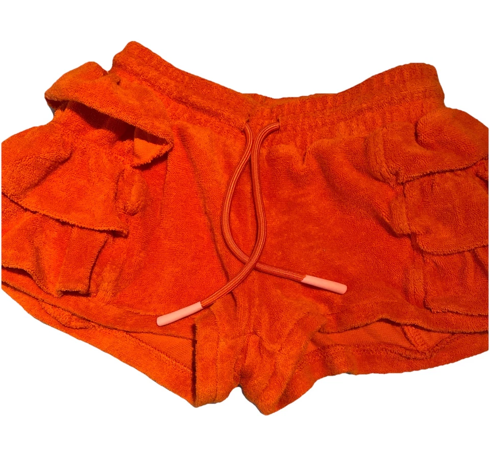 NEW! OILILY Girls Orange Pino Terry Ruffled Shorts 100% Organic Cotton Size 7 - Image 4 of 4