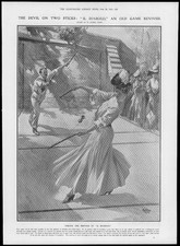 1906 Antique Print - SPORT Il Diabolo Devil Sticks Silk Cord Court Flint (381)