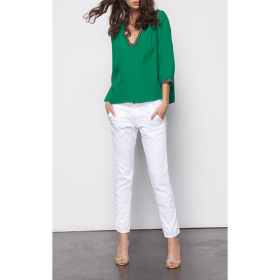 BASH ba&sh Viscose Time Vert Lady Top Green Blouse Women Size Medium Embroidered
