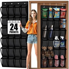 Aheroi Over the Door Shoe Organizer, 24 Pockets Black Hanging Shoe Organizer ...