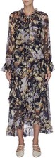 ZIMMERMANN "Sabotage" ruffle midi dress In midnight wisteria floral size 1/UK8