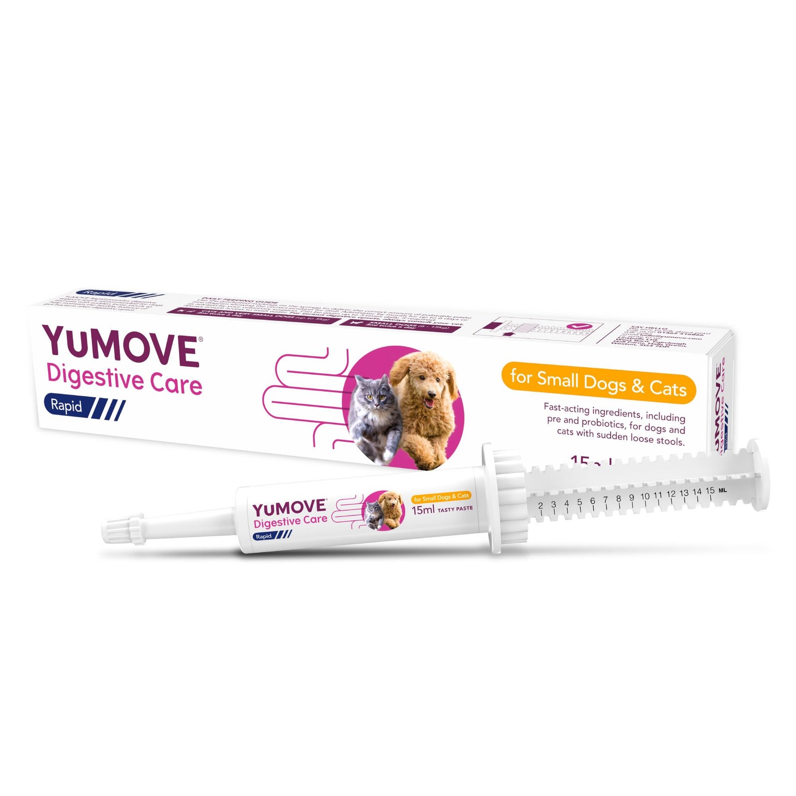 YuMOVE Digestive Care Rapid Dog & Cats Probiotic Paste for Gut 15ml, White