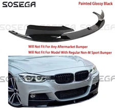 Fits For BMW F30 F31 3 Series M Sport 2012-2018 Gloss Black Front Bumper Lip Kit