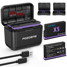 Insta 360 X5 Battery 2-Pack with Fast Charger, 2850mAh Insta 360 X5 Batteries...