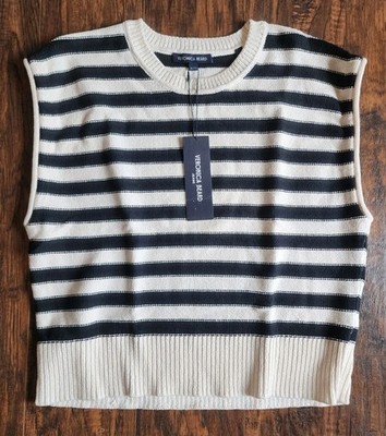 VERONICA BEARD Vera Striped Sleeveless Sweater Vest, Knit Striped, Heavy, XL NEW