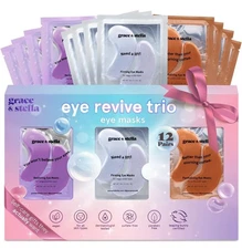 Grace & Stella Under Eye Patches 12 Pairs Gift Set Puffy Eyes/ Dark Circles Trio
